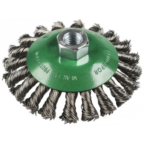Koniska drāšu birste ar savērptiem sariem INOX BK600Z/S/100/M14/INOX/0.5/20/1