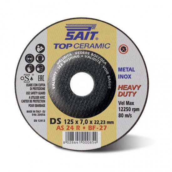 Slīpdisks ar keramisko abrazīvu , SAIT DS AS 24 R, Ceramic 125x7.0x25 mm